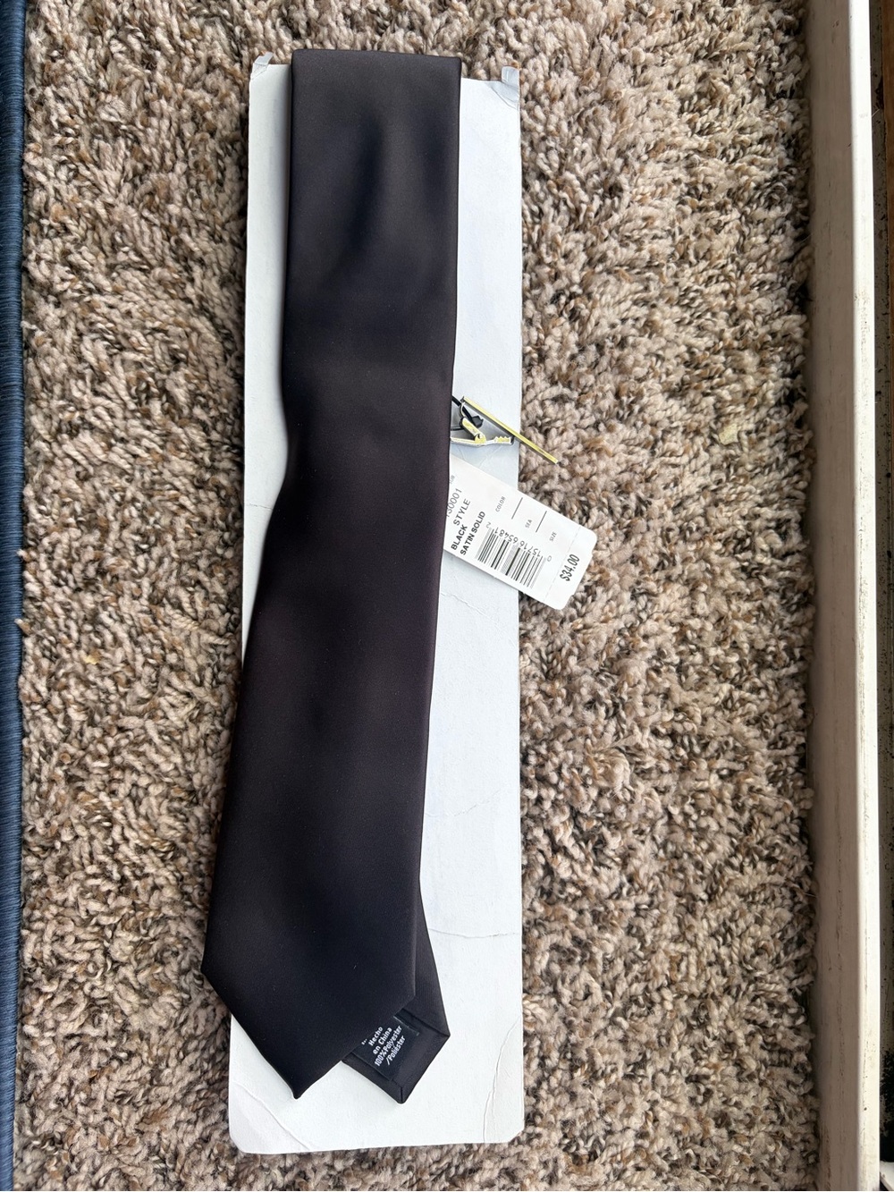 NEW apt 9 black satin solid 58 inch tie AP130001